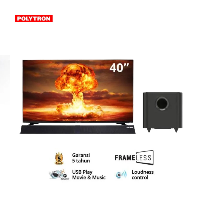 Polytron Cinemax Soundbar Frameless LED TV 40" - 40B8951